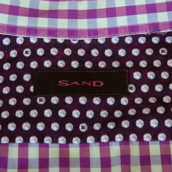 Sand Copenhagen Purple on Green Check Cotton Shirt - Picture 3 of 4